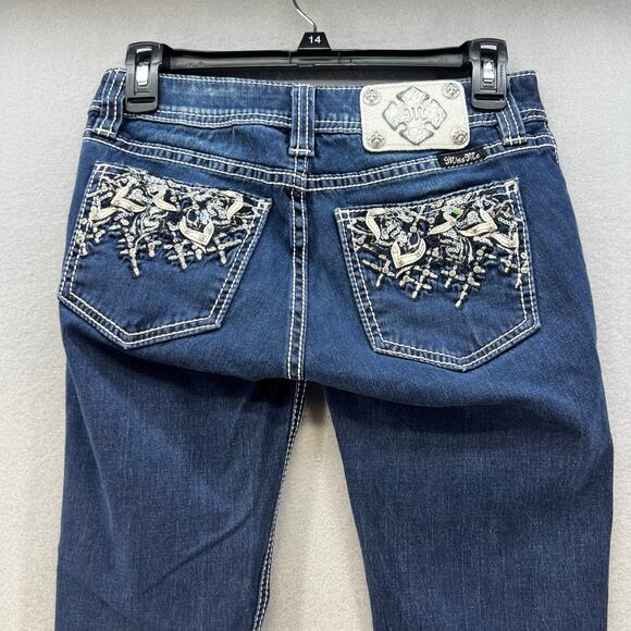 Miss Me Women’s Jeans Size 26x31 (2) Blue Signature Super Skinny Preppy Blingy - Picture 1 of 13